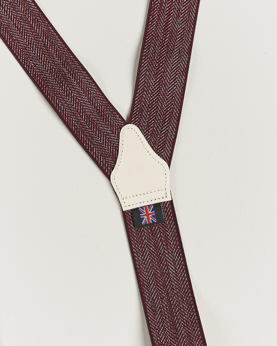 Herr | Albert Thurston Elastic Herringbone Braces 35mm Wine | Albert Thurston | Elastic Herringbone Braces 35mm Wine