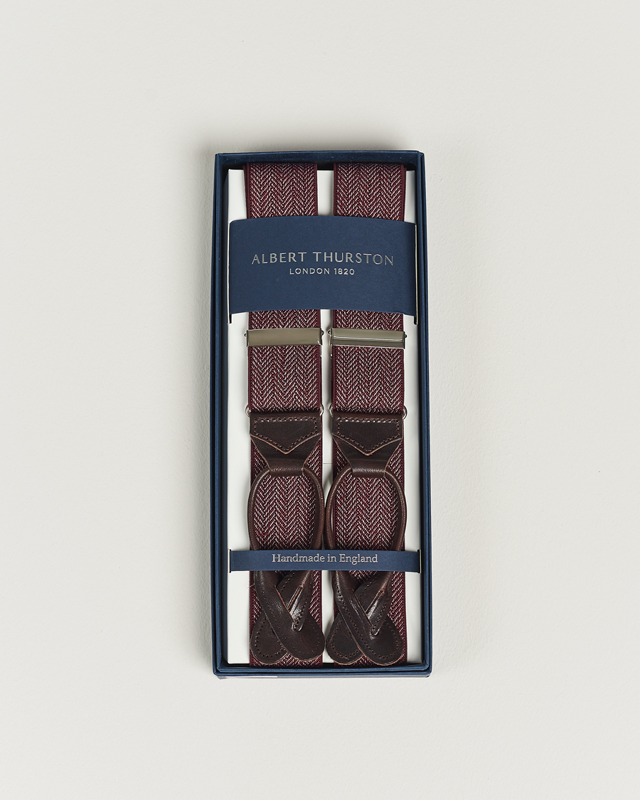 Herr | Albert Thurston Elastic Herringbone Braces 35mm Wine | Albert Thurston | Elastic Herringbone Braces 35mm Wine
