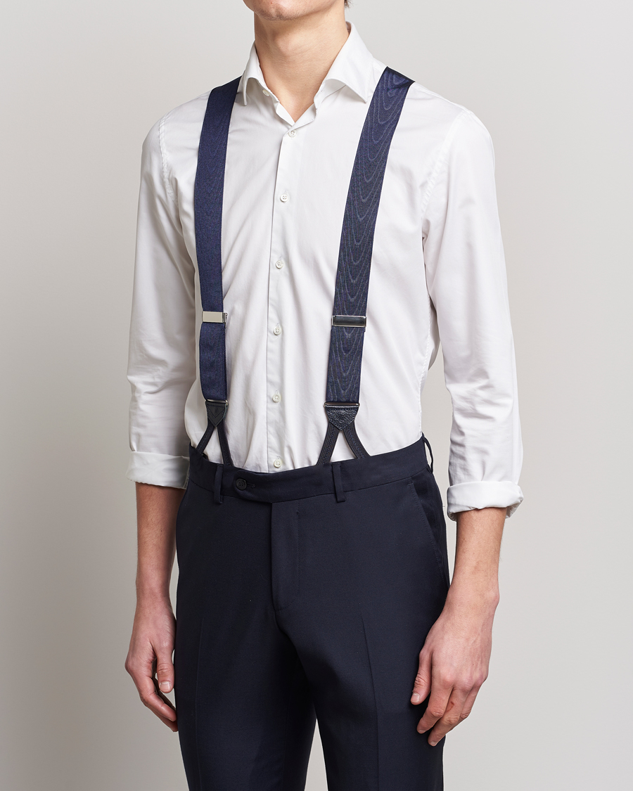 Herr | Albert Thurston Moiré Braces 40mm Navy | Albert Thurston | Moiré Braces 40mm Navy