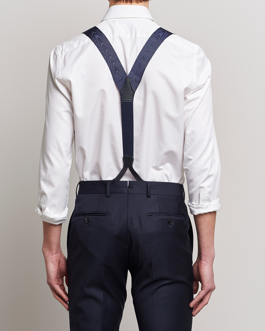 Herr | Albert Thurston Moiré Braces 40mm Navy | Albert Thurston | Moiré Braces 40mm Navy