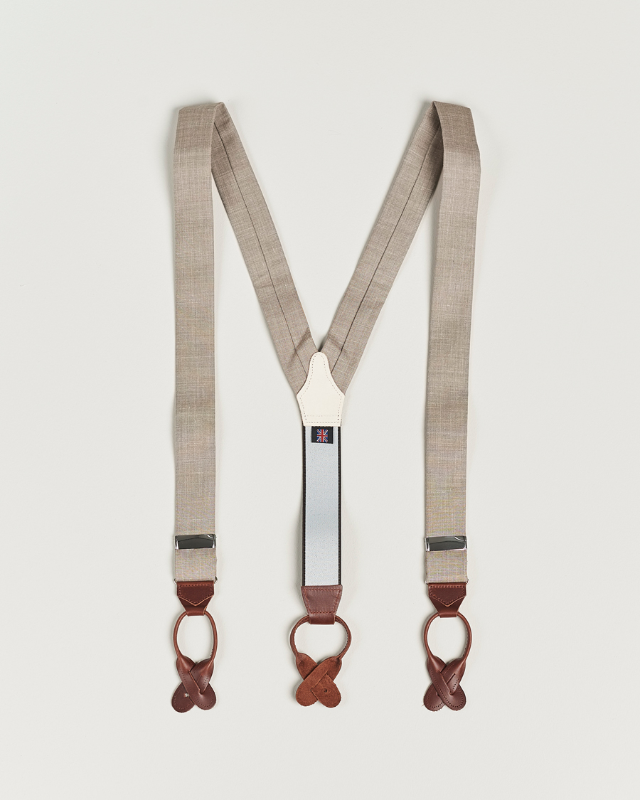 Herr | Albert Thurston Linen Braces Beige | Albert Thurston | Linen Braces Beige