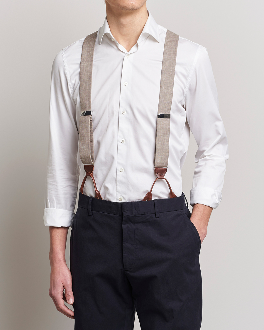 Herr | Albert Thurston Linen Braces Beige | Albert Thurston | Linen Braces Beige