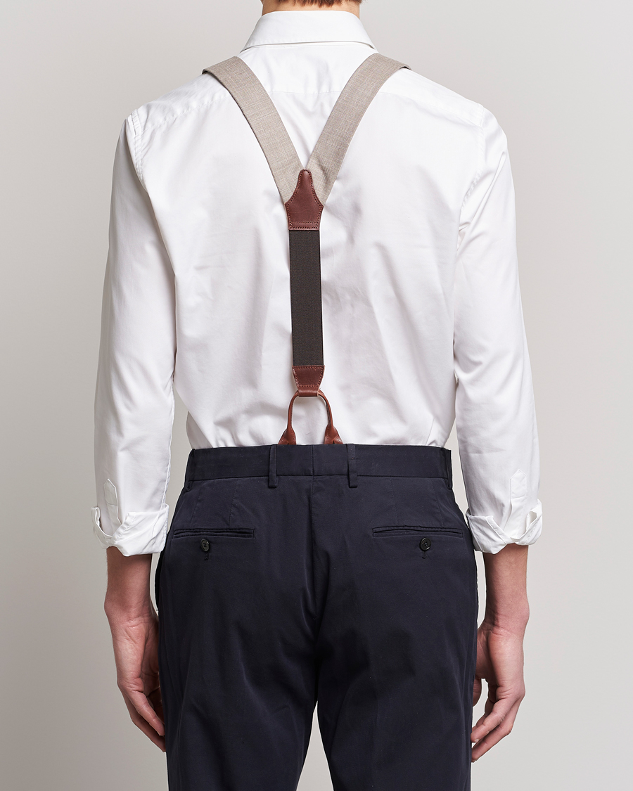 Herr | Hängslen | Albert Thurston | Linen Braces Beige