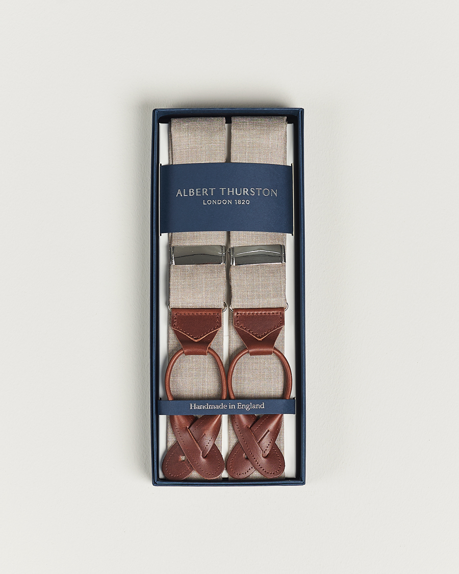 Herr | Albert Thurston Linen Braces Beige | Albert Thurston | Linen Braces Beige