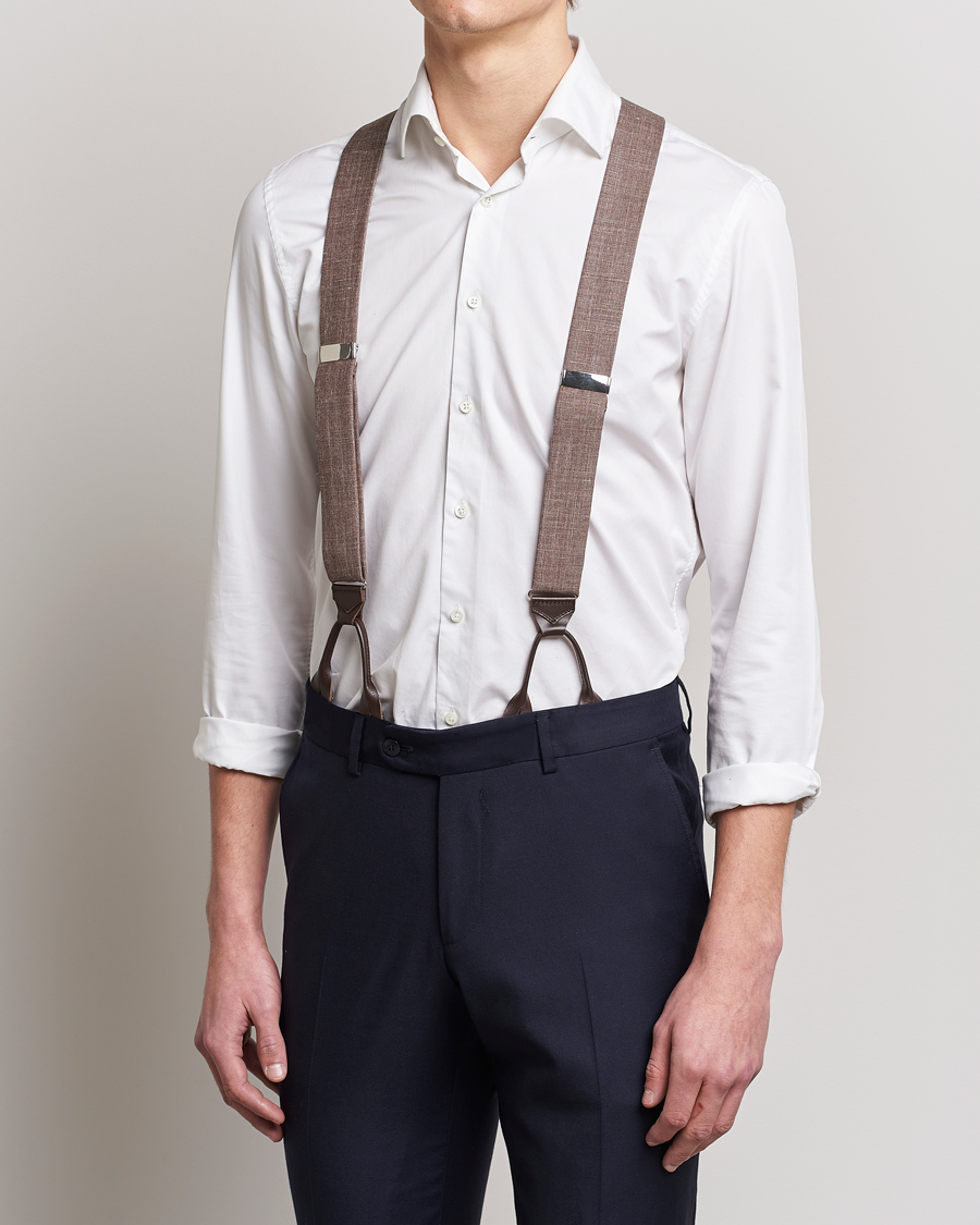 Herr | Albert Thurston Linen Braces Brown | Albert Thurston | Linen Braces Brown