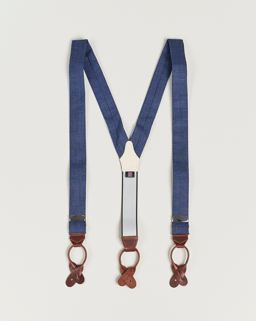 Herr | Albert Thurston Linen Braces Blue | Albert Thurston | Linen Braces Blue