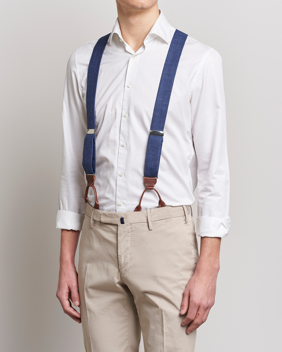 Herr | Albert Thurston Linen Braces Blue | Albert Thurston | Linen Braces Blue