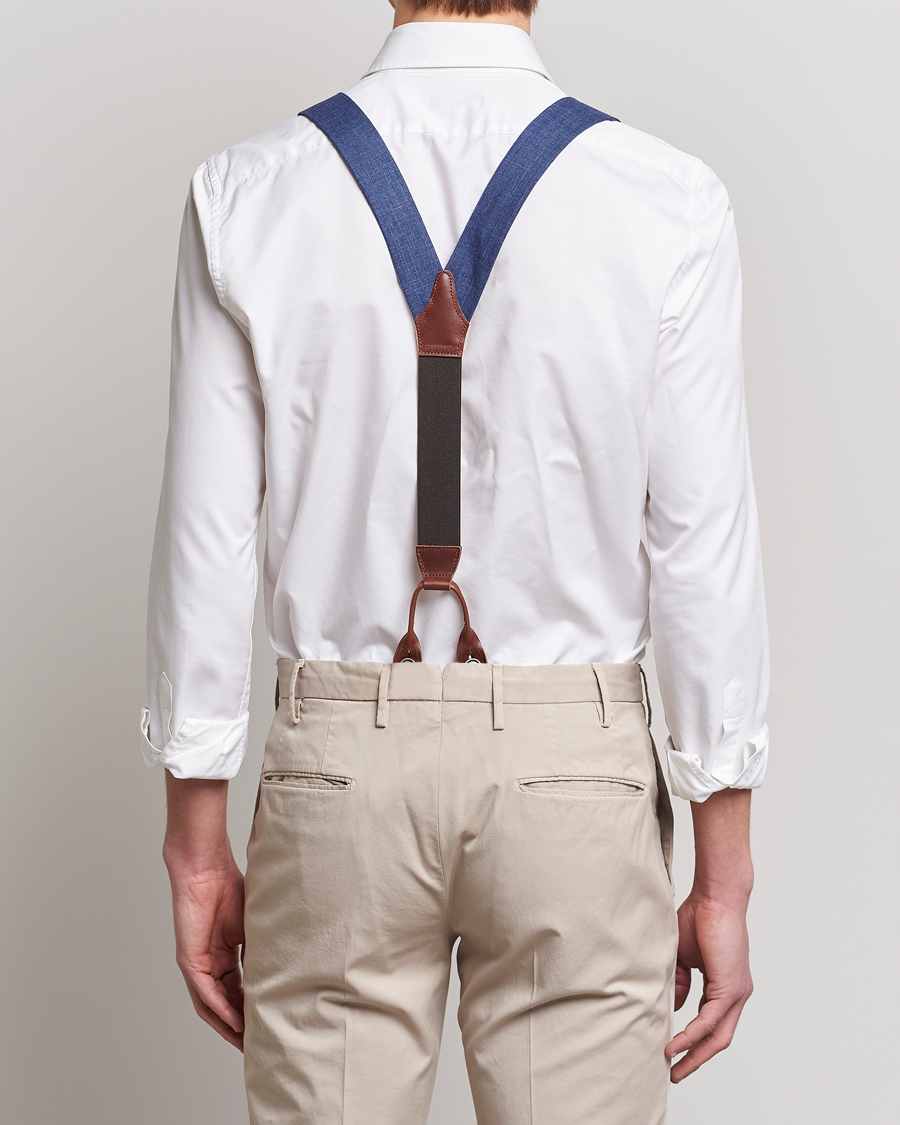 Herr | Albert Thurston Linen Braces Blue | Albert Thurston | Linen Braces Blue