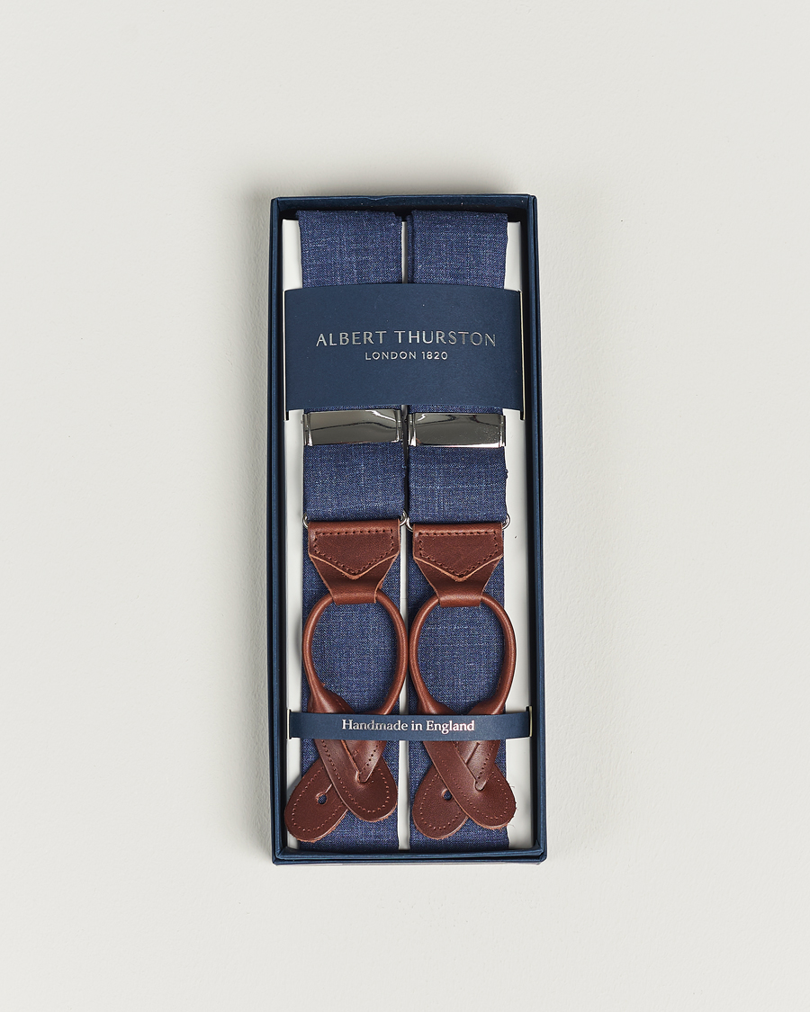 Herr | Albert Thurston Linen Braces Blue | Albert Thurston | Linen Braces Blue