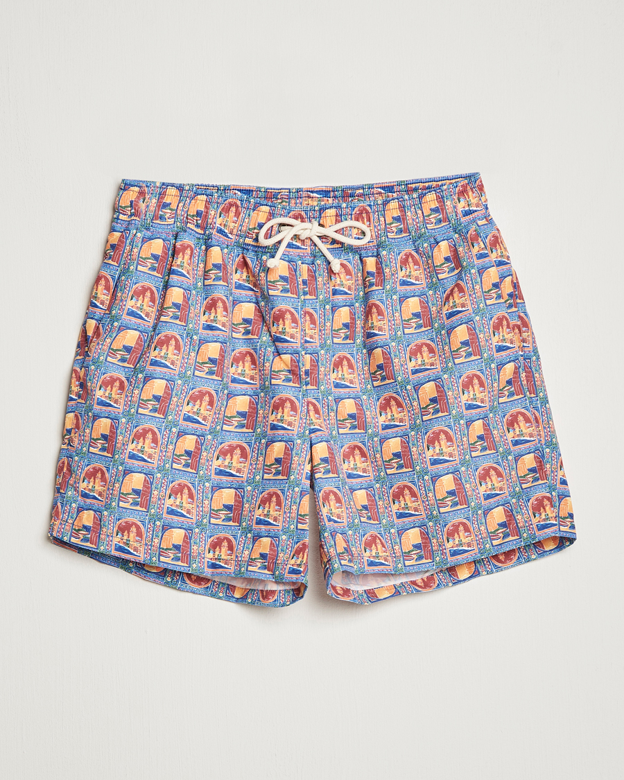 Herr | Badbyxor | Ripa Ripa | Printed Swimshorts Orange/Light Blue
