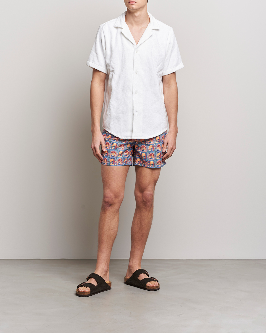 Herr | Badbyxor | Ripa Ripa | Printed Swimshorts Orange/Light Blue