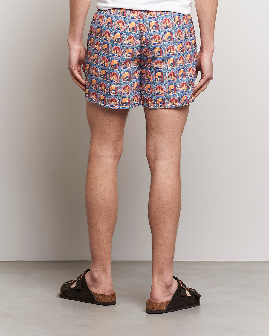 Herr | Badbyxor | Ripa Ripa | Printed Swimshorts Orange/Light Blue