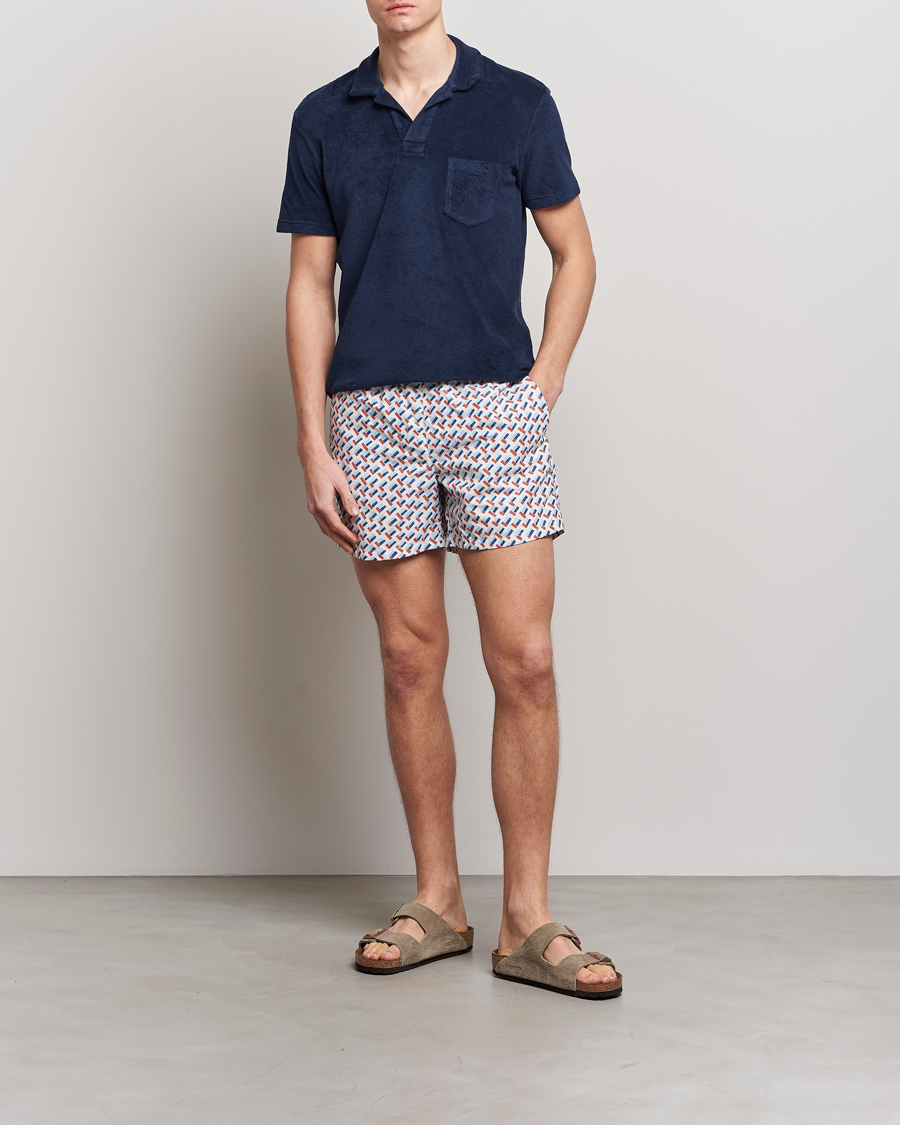 Herr | Badbyxor | Ripa Ripa | Printed Swimshorts Off White