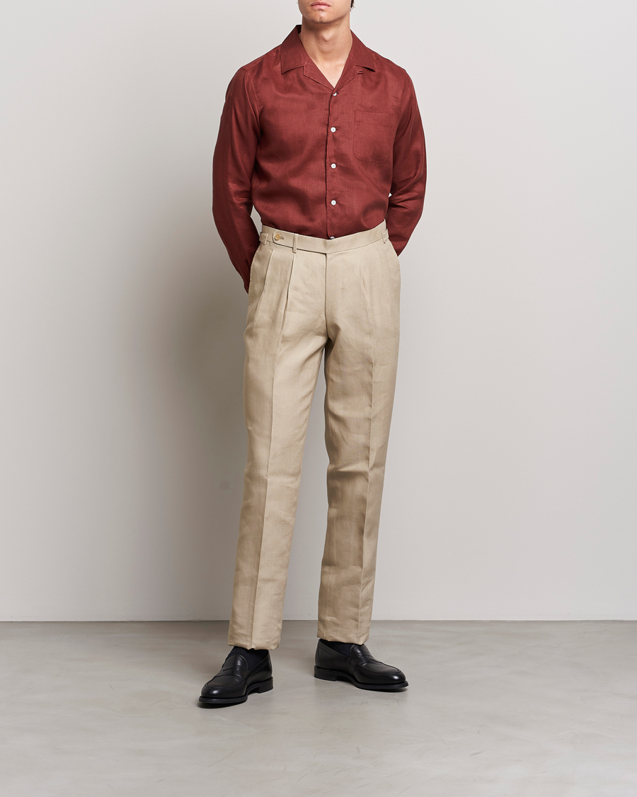 Herr | Skjortor | Beams F | Relaxed Linen Shirt Brick