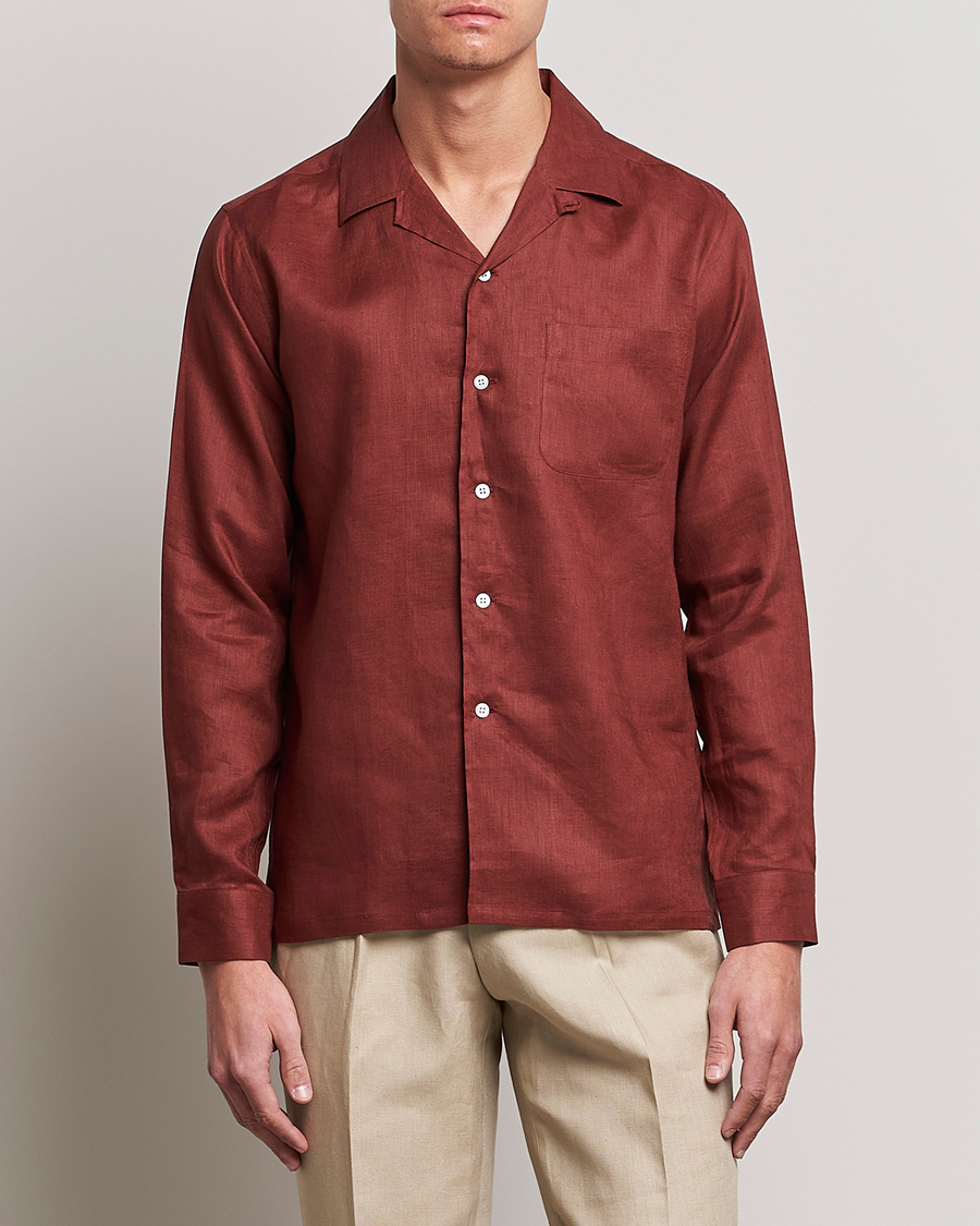 Herr | Skjortor | Beams F | Relaxed Linen Shirt Brick
