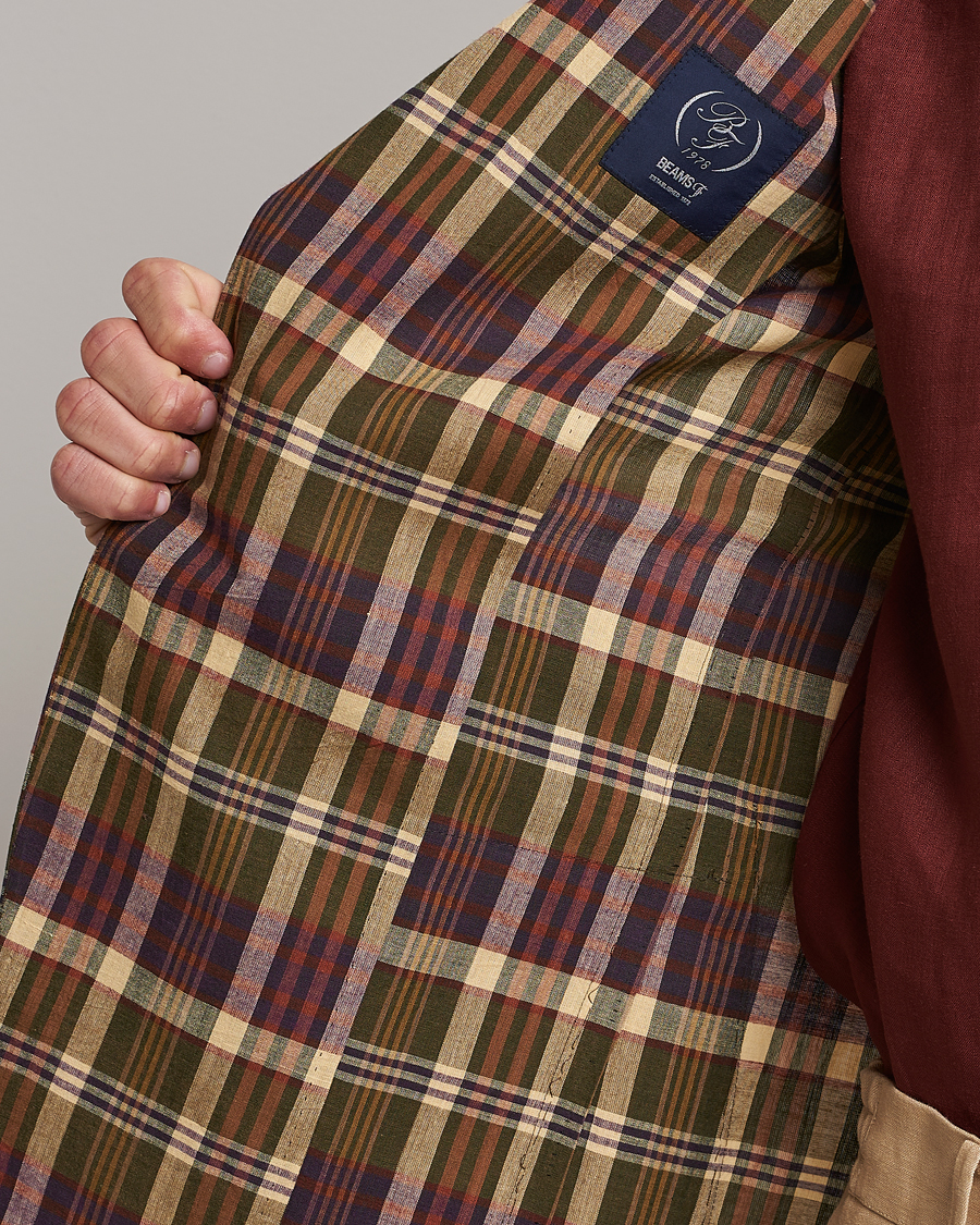 Herr | Kavajer | Beams F | Patch Pocket Blazer Dark Brown Madras