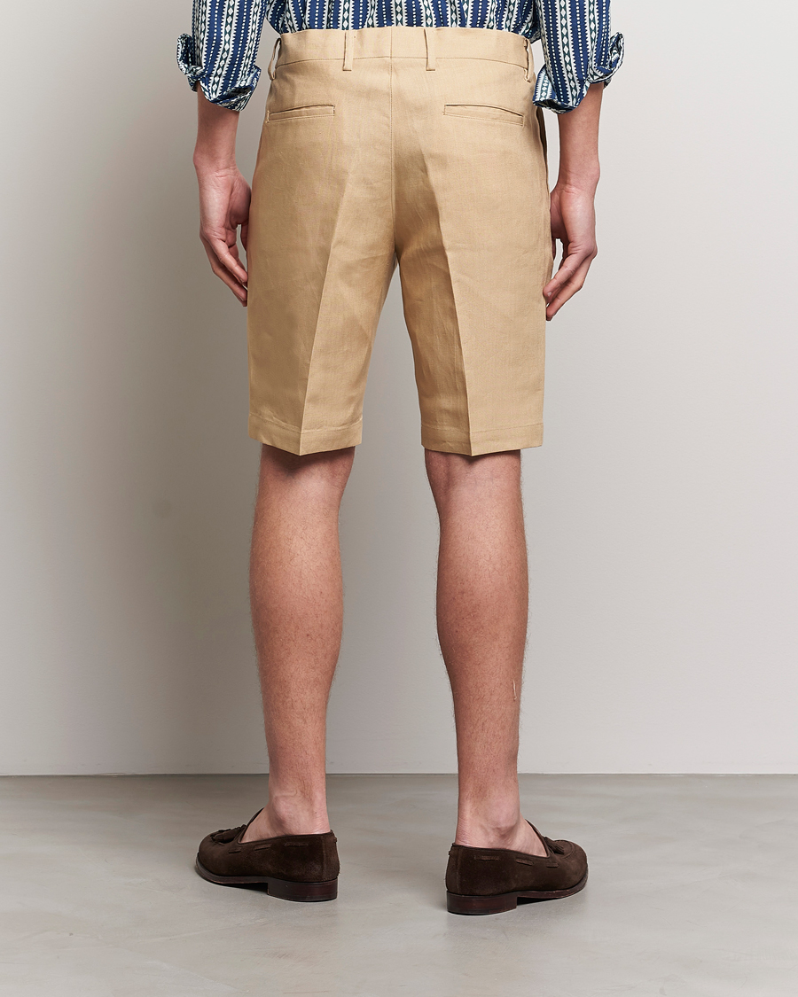 Herr | Shorts | Beams F | Pleated Linen Shorts Khaki