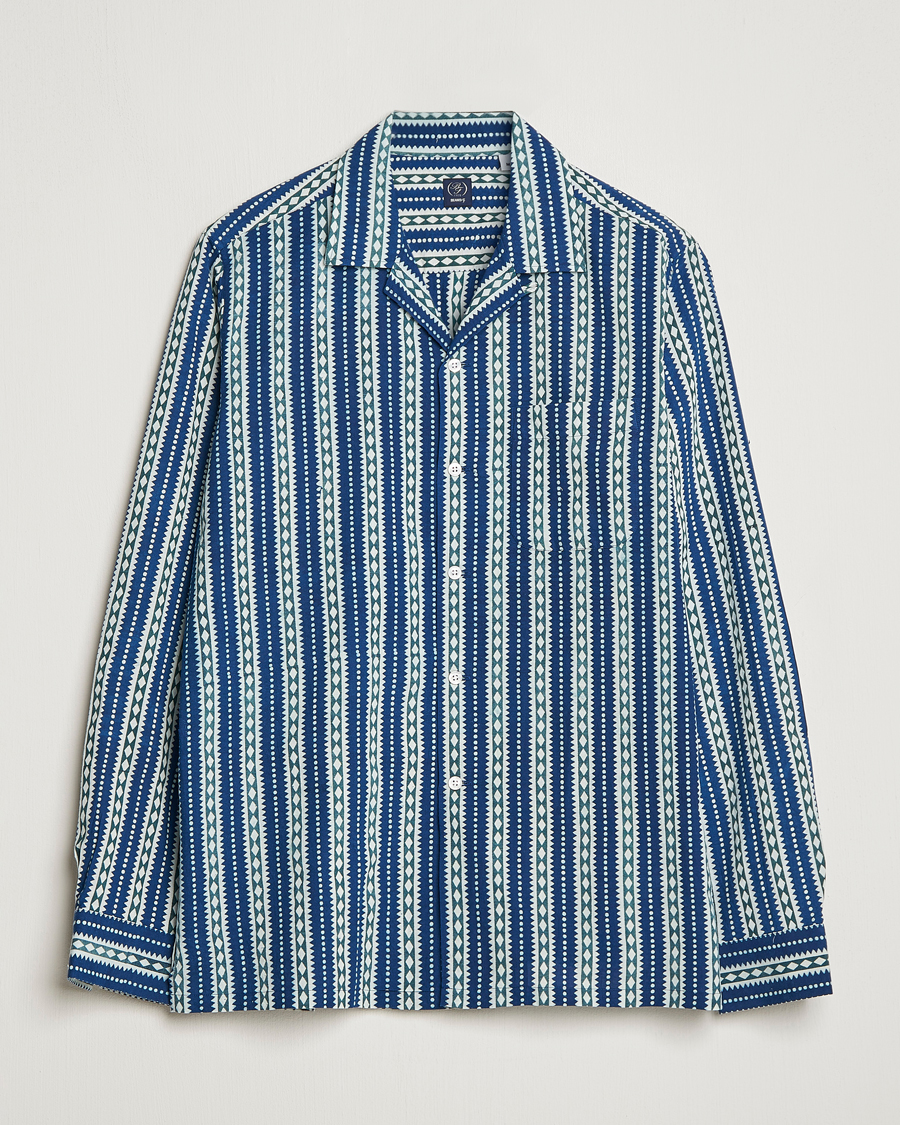 Herr | Skjortor | Beams F | Relaxed Cotton Shirt Blue Stripes