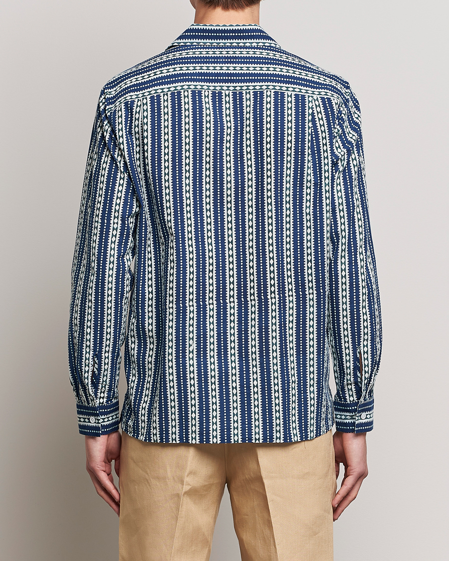 Herr | Skjortor | Beams F | Relaxed Cotton Shirt Blue Stripes