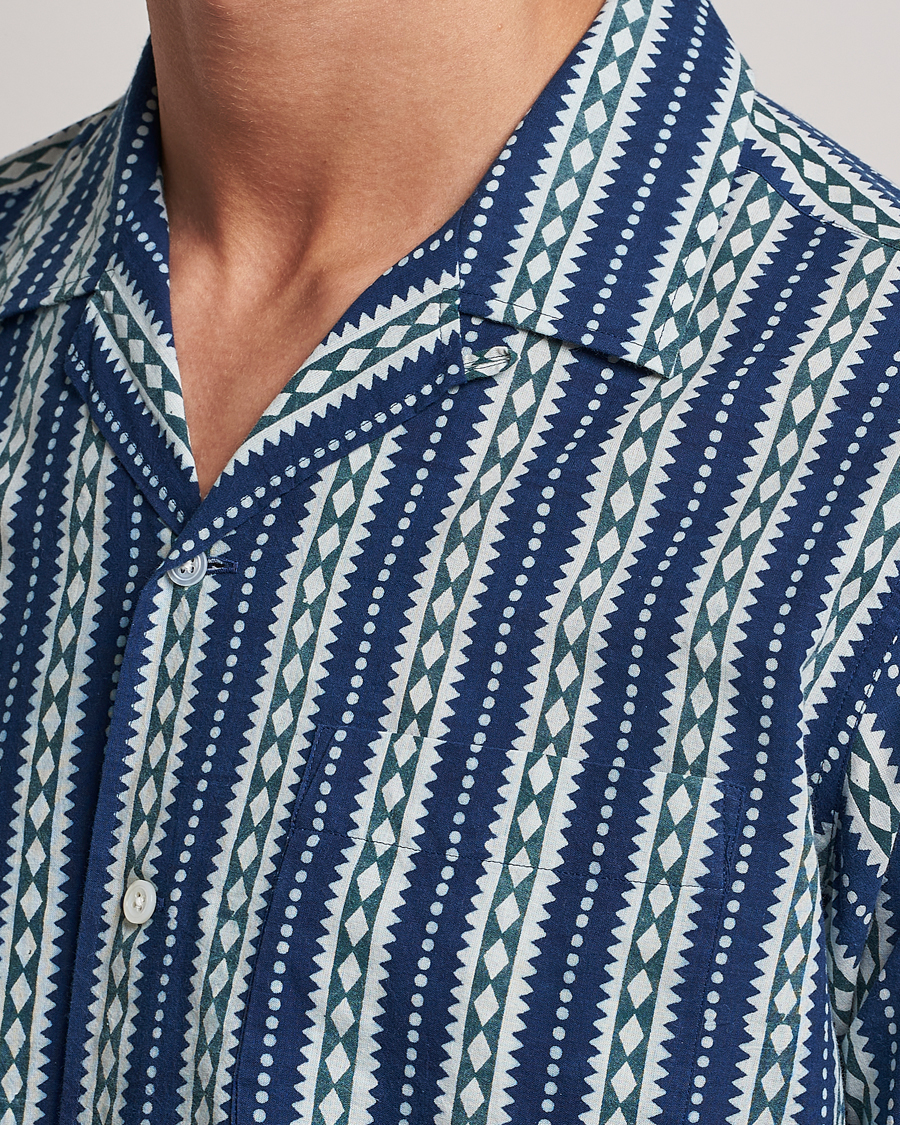 Herr | Skjortor | Beams F | Relaxed Cotton Shirt Blue Stripes