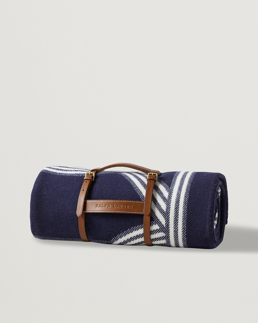 Herr | Ralph Lauren Home Berken Wool/Cashmere Signature Logo Blanket Navy | Ralph Lauren Home | Berken Wool/Cashmere Signature Logo Blanket Navy
