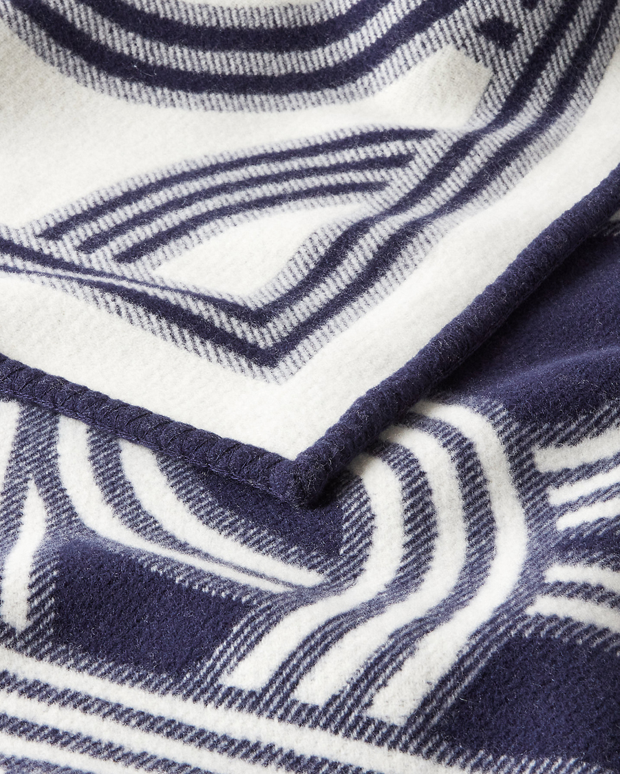 Herr | Ralph Lauren Home Berken Wool/Cashmere Signature Logo Blanket Navy | Ralph Lauren Home | Berken Wool/Cashmere Signature Logo Blanket Navy