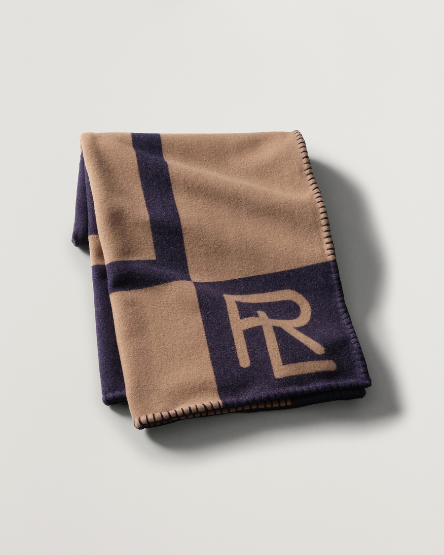 Herr | Ralph Lauren Home Northam RL Graphic Colour Block Wool Throw Camel/Navy | Ralph Lauren Home | Northam RL Graphic Colour Block Wool Throw Camel/Navy