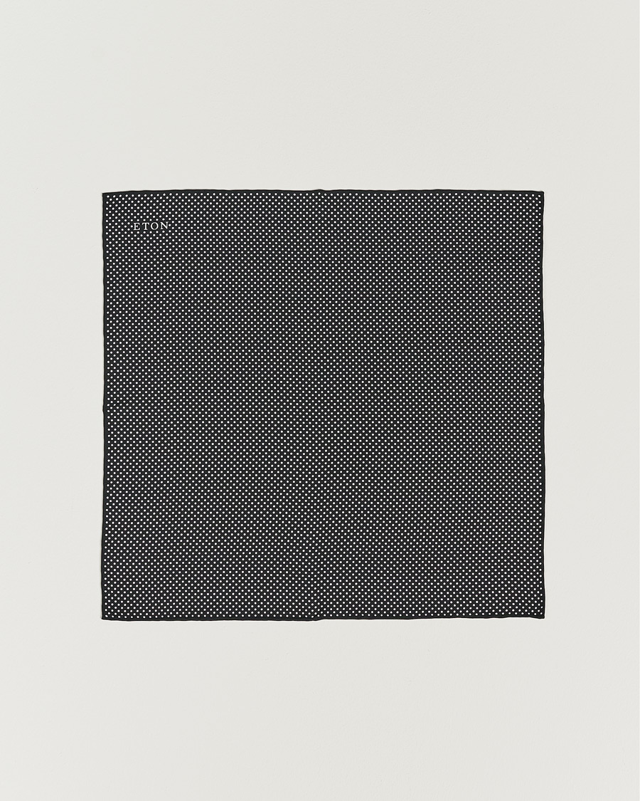 Herr |  | Eton | Silk Polka Dot Pocket Square Black