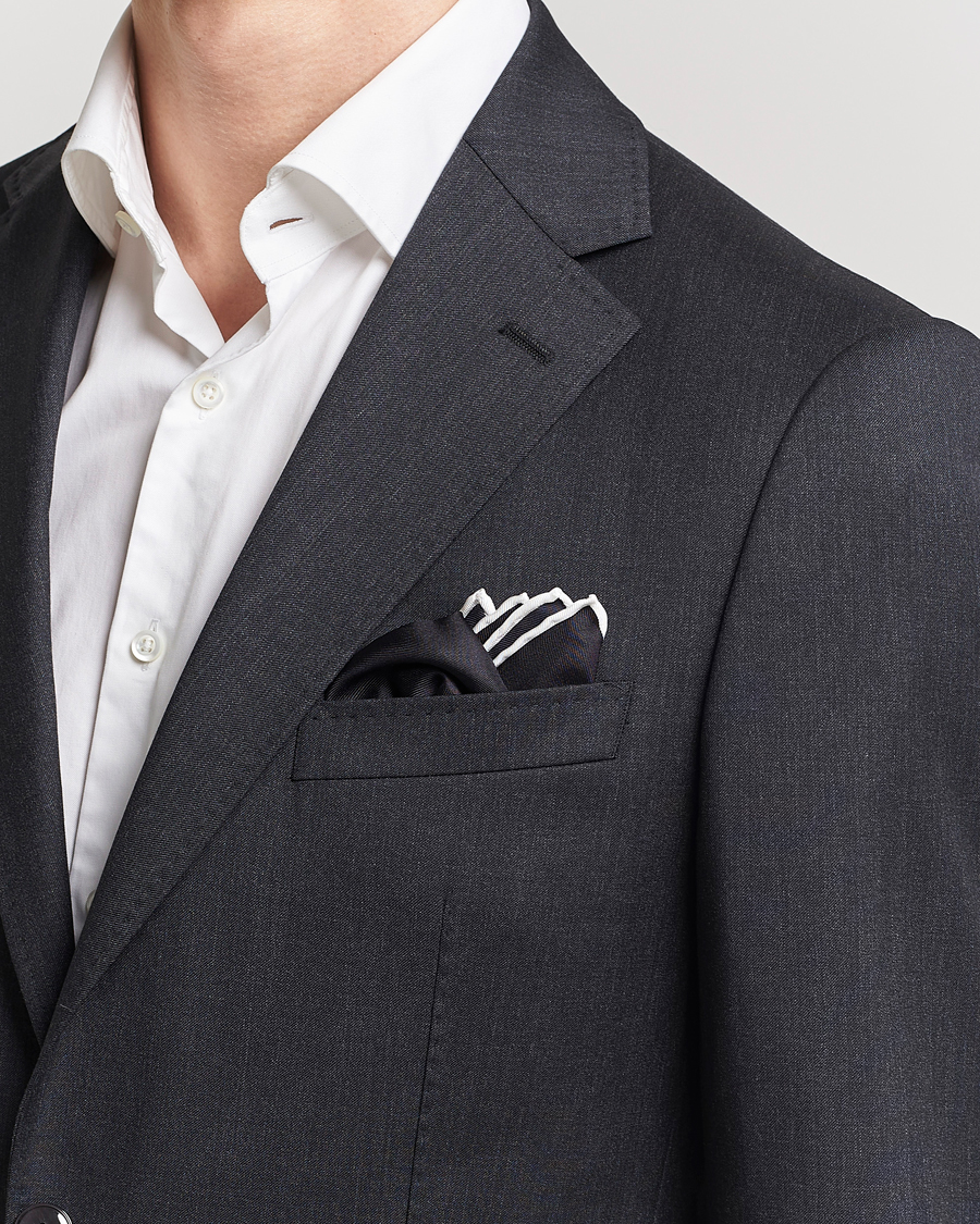 Herr | Business & Beyond | Eton | Silk Pocket Square Black