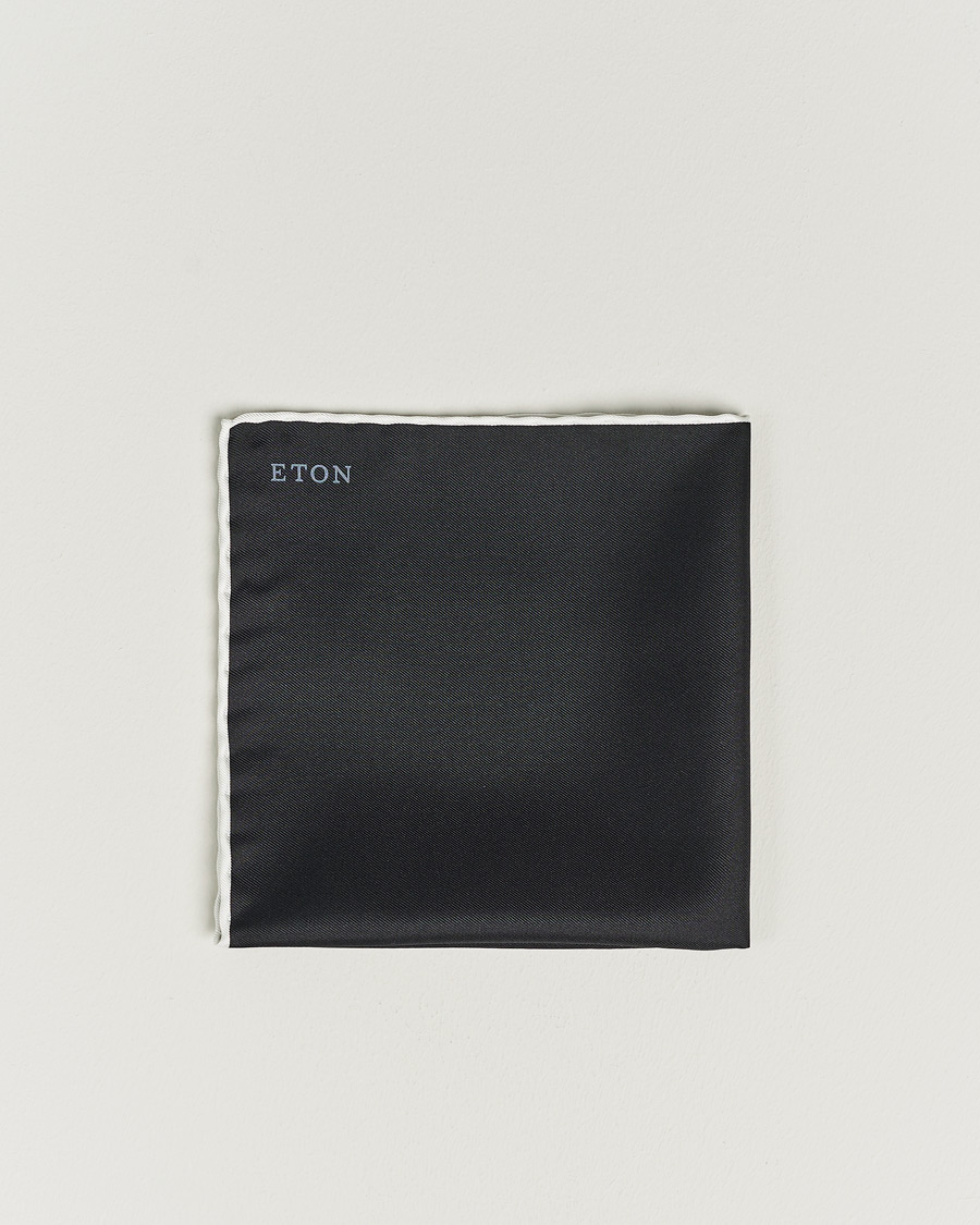 Herr | Eton Silk Pocket Square Black | Eton | Silk Pocket Square Black