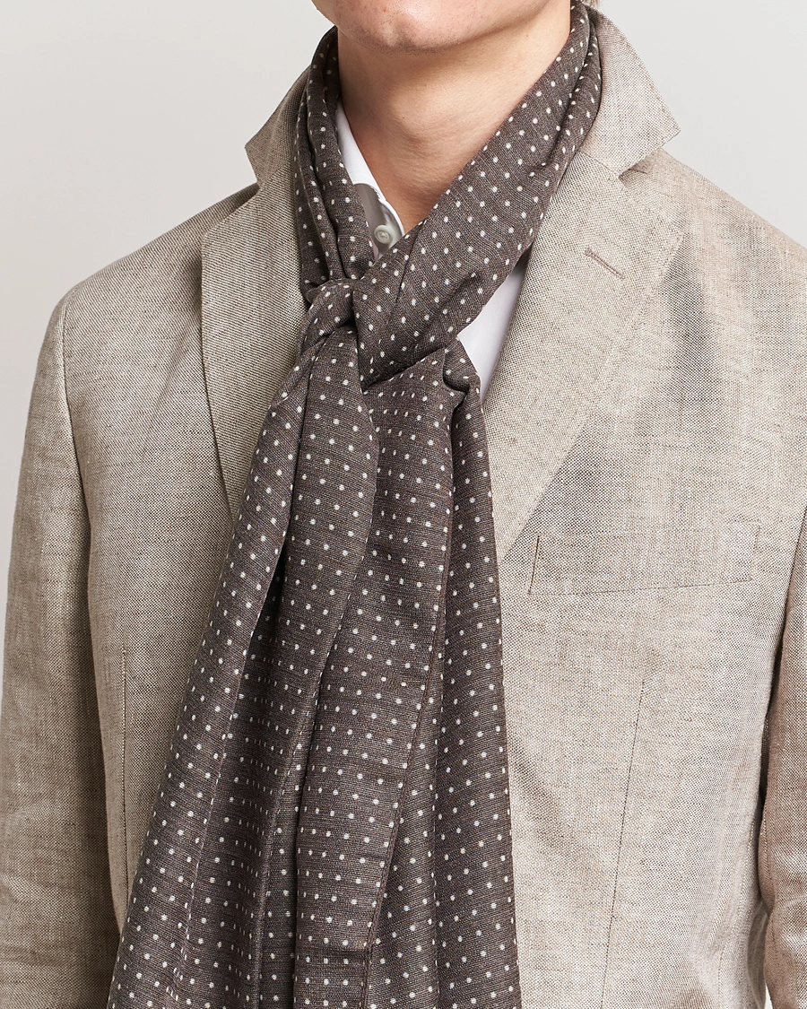 Herr | Business & Beyond | Eton | Silk Wool Polka Dot Scarf Brown