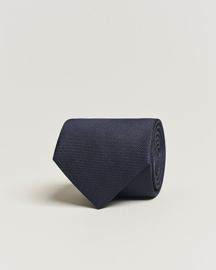 Herr | Slipsar | Eton | Silk Basket Weave Tie Navy