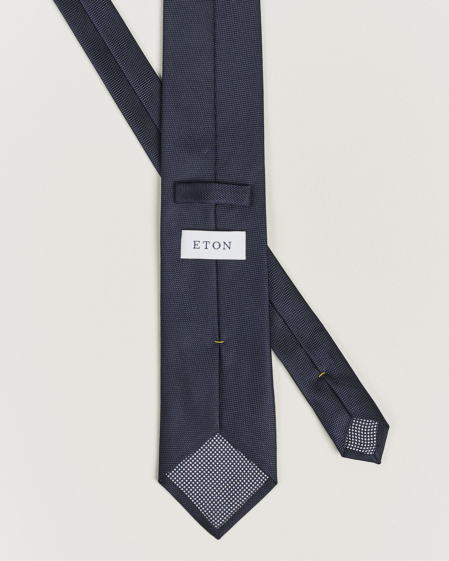 Herr | Slipsar | Eton | Silk Basket Weave Tie Navy
