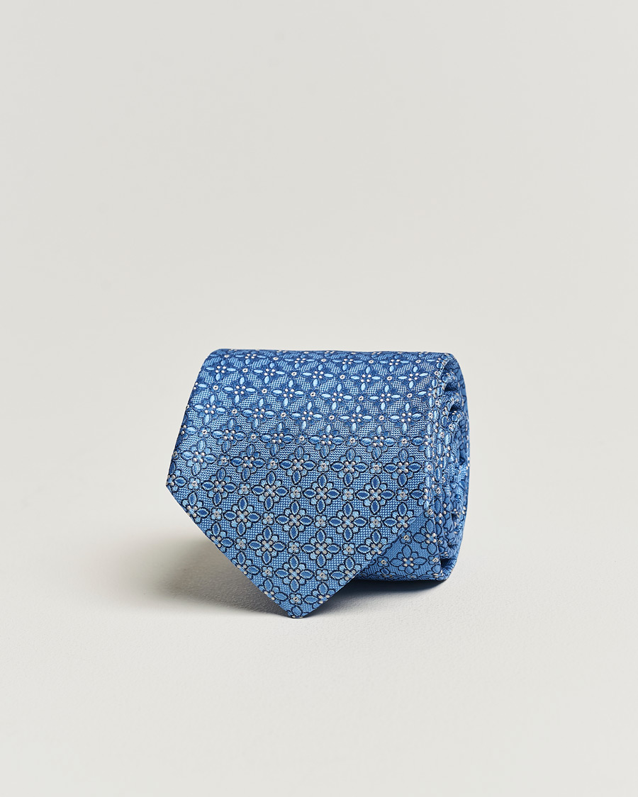 Herr | Slipsar | Eton | Silk Printed Flower Tie Blue
