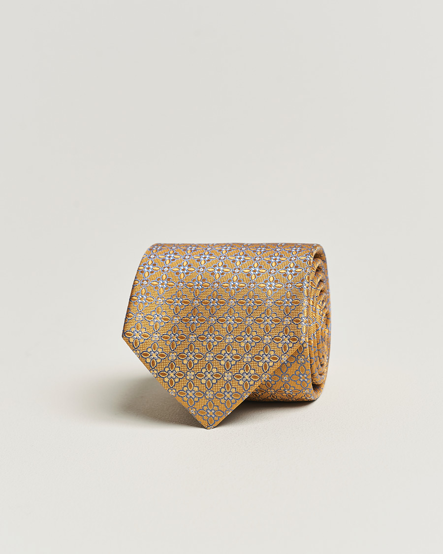 Herr | Eton Silk Printed Flower Tie Yellow | Eton | Silk Printed Flower Tie Yellow