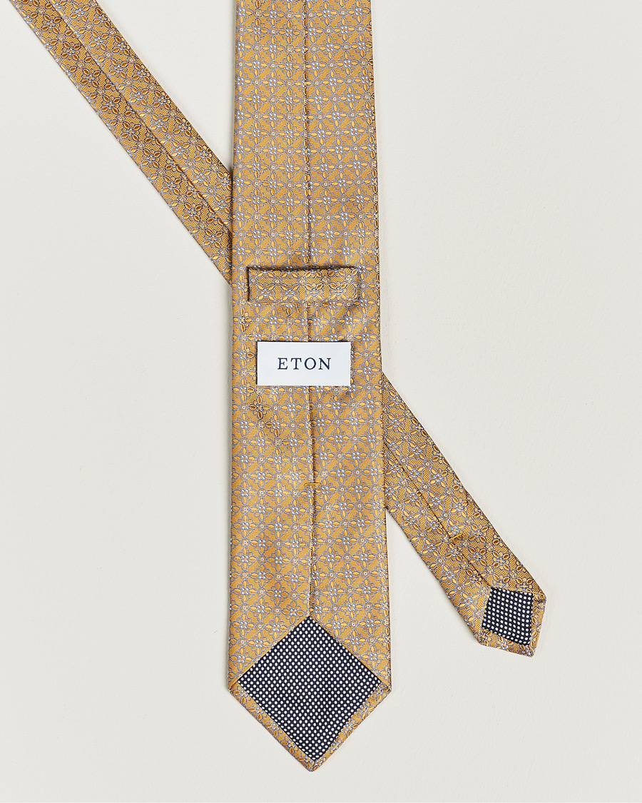 Herr | Eton Silk Printed Flower Tie Yellow | Eton | Silk Printed Flower Tie Yellow