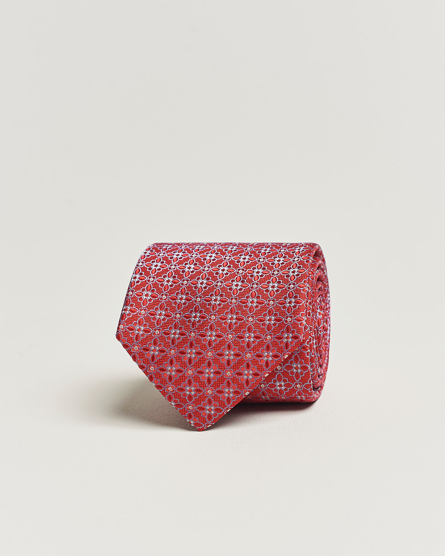 Herr | Eton Silk Printed Flower Tie Red | Eton | Silk Printed Flower Tie Red
