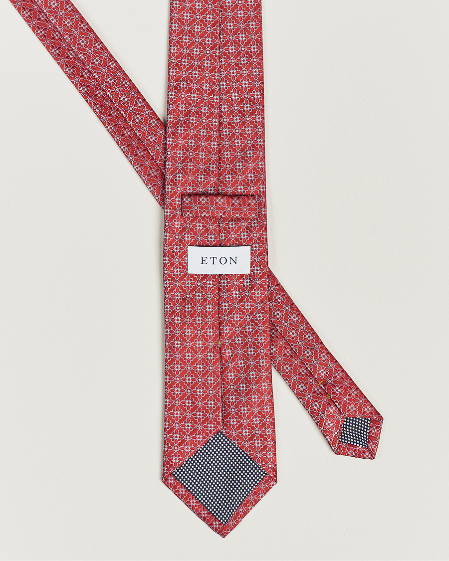 Herr | Eton Silk Printed Flower Tie Red | Eton | Silk Printed Flower Tie Red