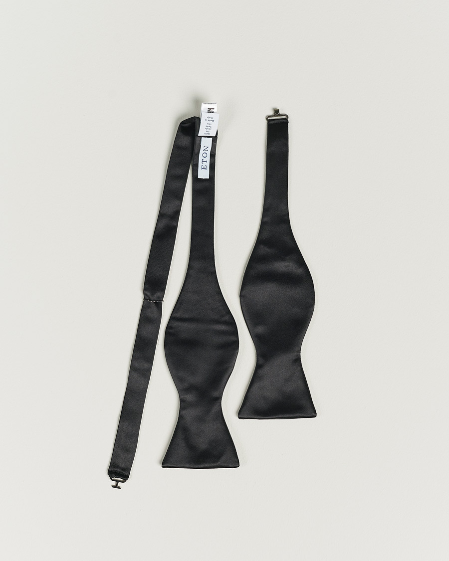 Herr | Eton Self-Tie Silk Bow Tie Black | Eton | Self-Tie Silk Bow Tie Black
