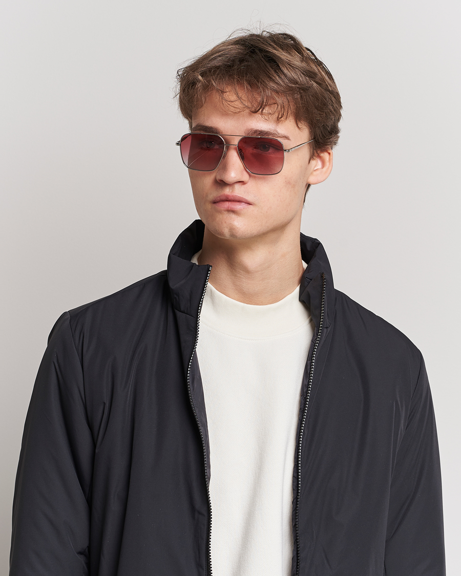 Herr | Pilotsolglasögon | CHIMI | Aviator Sunglasses Frosted Red