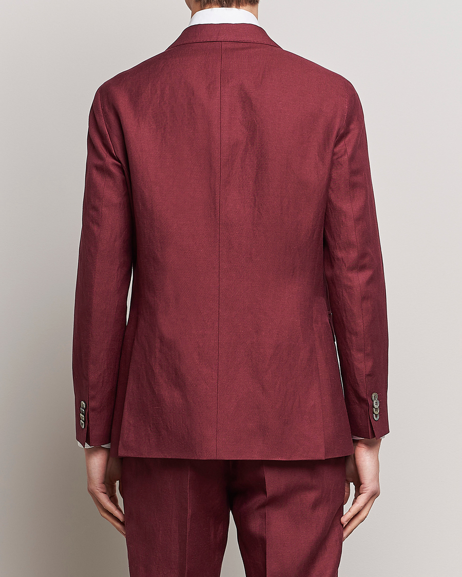 Herr | Kavajer | Oscar Jacobson | Farris Double Breasted Linen Blazer Moon Red