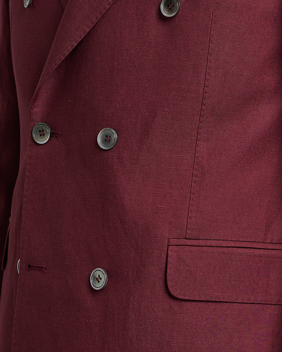 Herr | Kavajer | Oscar Jacobson | Farris Double Breasted Linen Blazer Moon Red