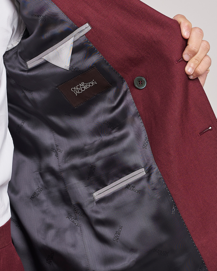 Herr | Kavajer | Oscar Jacobson | Farris Double Breasted Linen Blazer Moon Red