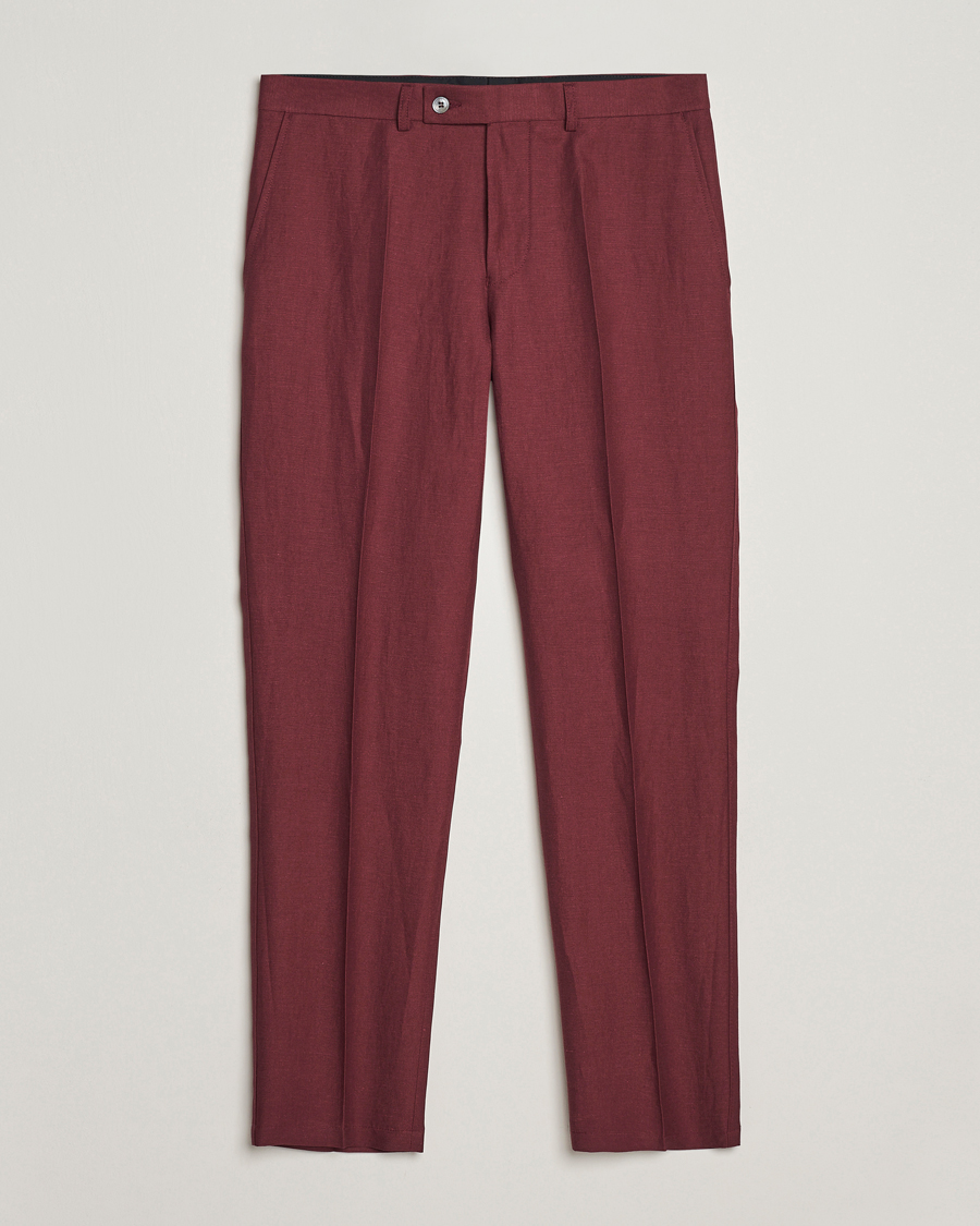 Herr | Byxor | Oscar Jacobson | Deccan Linen Trousers Moon Red