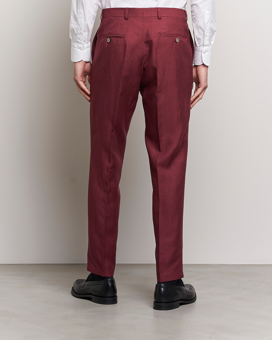 Herr | Byxor | Oscar Jacobson | Deccan Linen Trousers Moon Red