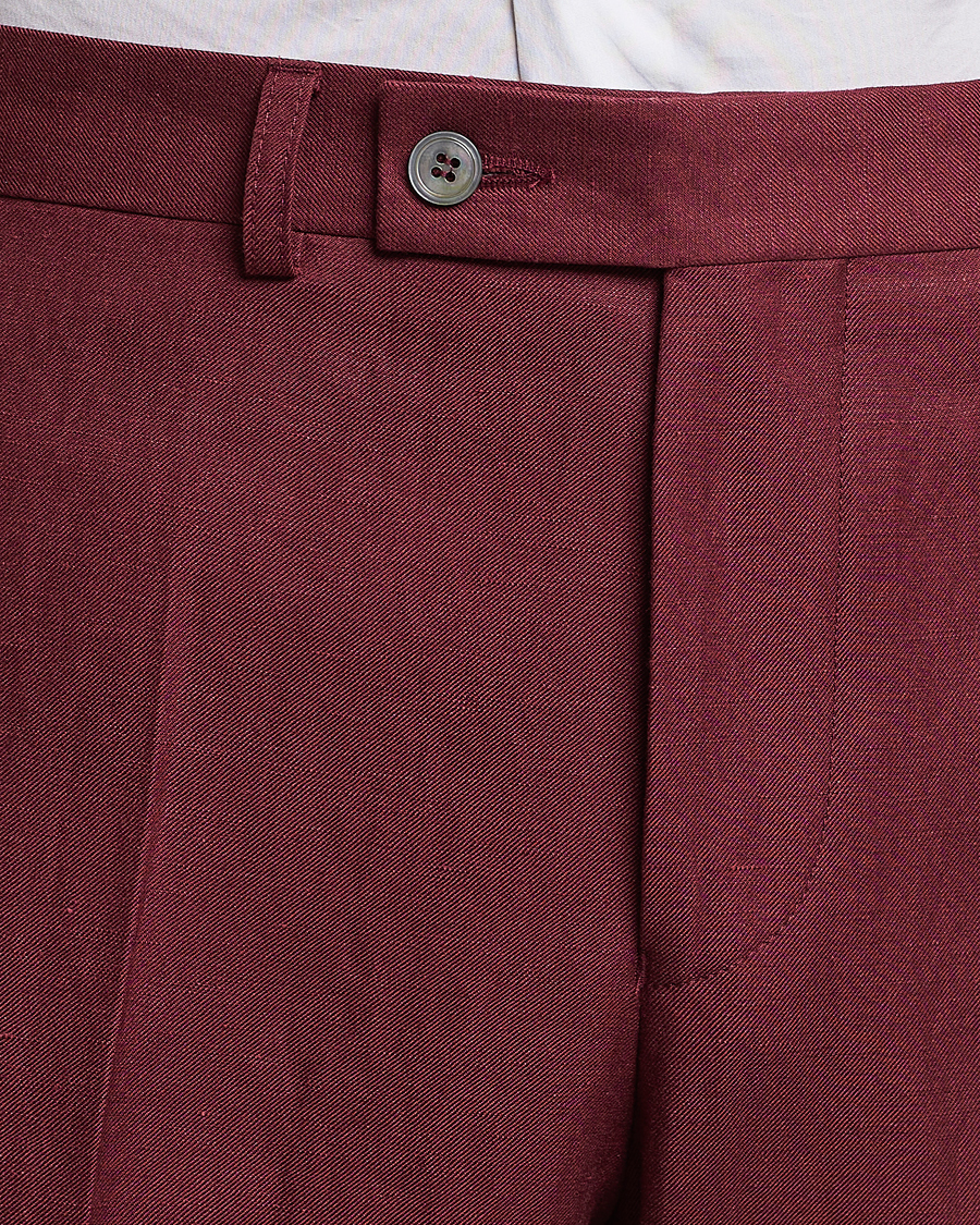 Herr | Byxor | Oscar Jacobson | Deccan Linen Trousers Moon Red