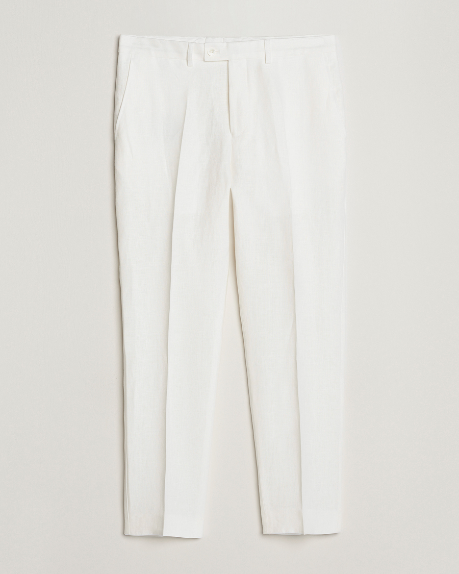 Herr | Byxor | Oscar Jacobson | Deccan Linen Trousers White