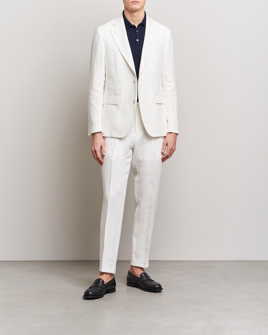 Herr | Byxor | Oscar Jacobson | Deccan Linen Trousers White