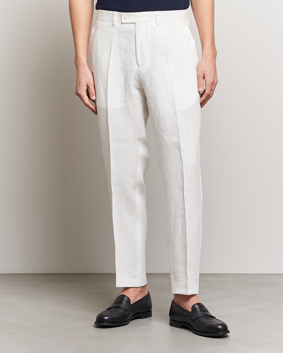 Herr | Linnebyxor | Oscar Jacobson | Deccan Linen Trousers White