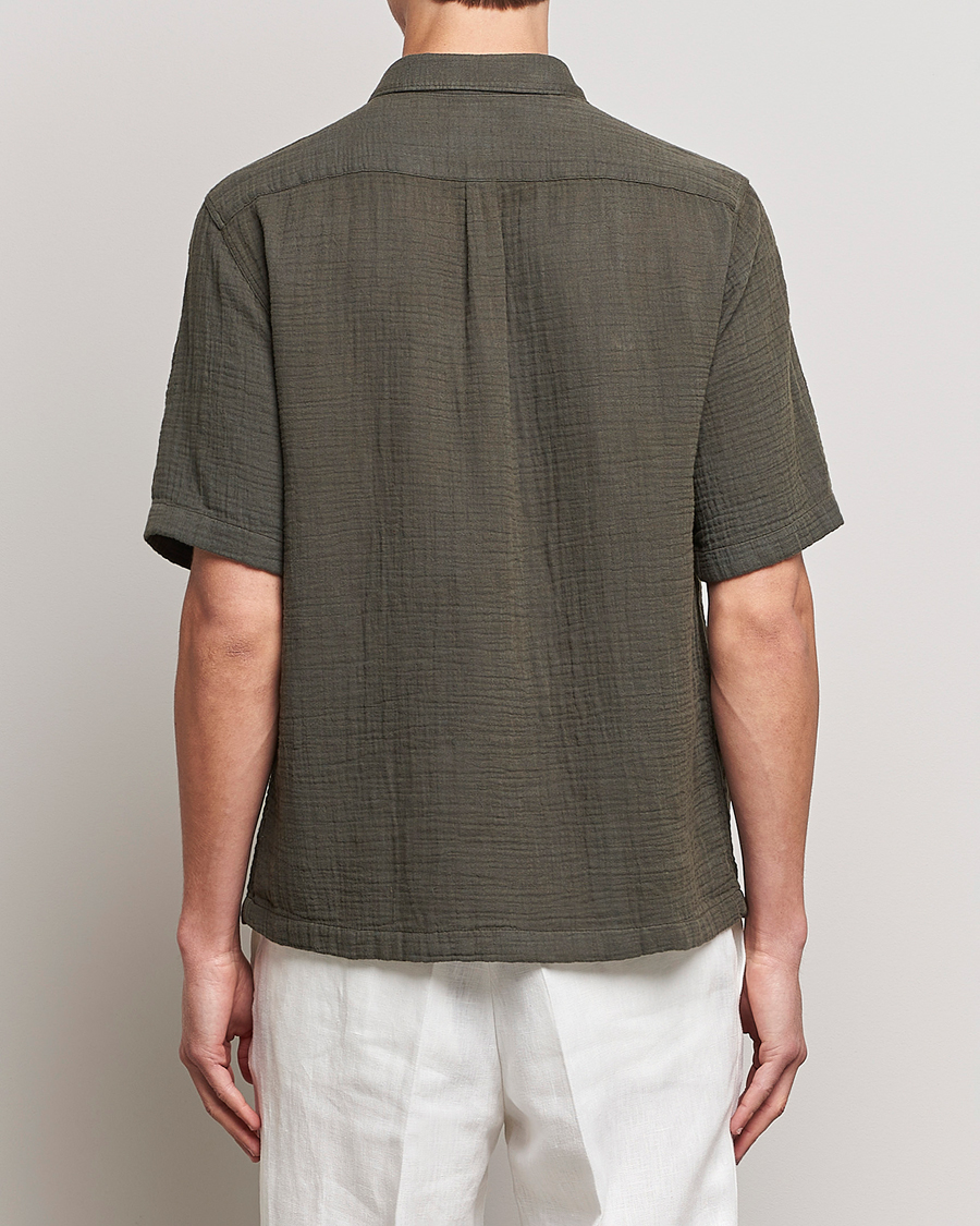 Herr | Skjortor | Oscar Jacobson | Regular Fit City Crepe Cotton Shirt Green
